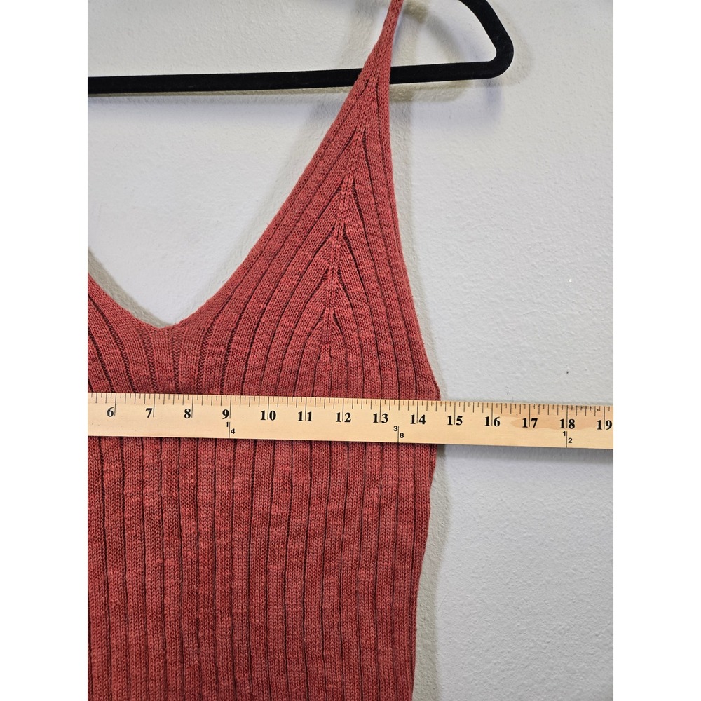 Roxy Ribbed Knit V-Neck Cami Beachy Boho Terracotta Tank Top XL - Picture 6 of 8